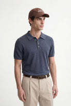 Antioch Lacivert Düğmeli Polo Yaka Erkek T-Shirt - 0