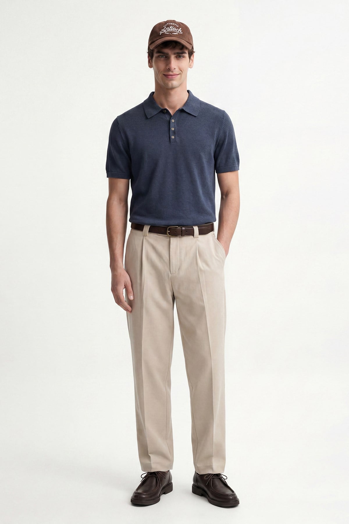 Antioch Lacivert Düğmeli Polo Yaka Erkek T-Shirt - 1