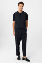 Antioch-Lacivert Erkek Teknik Relax Fit Yelek-Yelek-4-Milagron.com