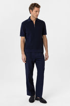 Antioch-Lacivert Fermuarlı Dokuma Erkek Polo Yaka Triko T Shirt-T-Shirts-2-Milagron.com