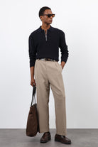 Antioch-Lacivert Fermuarlı Erkek Triko Kazak-Kazak-1-Milagron.com