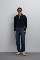 Antioch-Lacivert Fermuarlı Triko Erkek Kazak-Kazak-3-Milagron.com