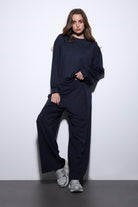 Antioch-Lacivert Geniş Paça Relaxed Kadın Takım-Takım-2-Milagron.com