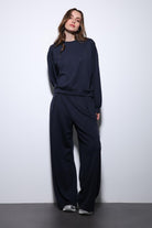 Antioch-Lacivert Geniş Paça Relaxed Kadın Takım-Takım-4-Milagron.com