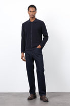 Antioch-Lacivert İnce örgü Triko Erkek Hırka-Hırka-2-Milagron.com