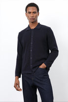 Antioch-Lacivert İnce örgü Triko Erkek Hırka-Hırka-3-Milagron.com