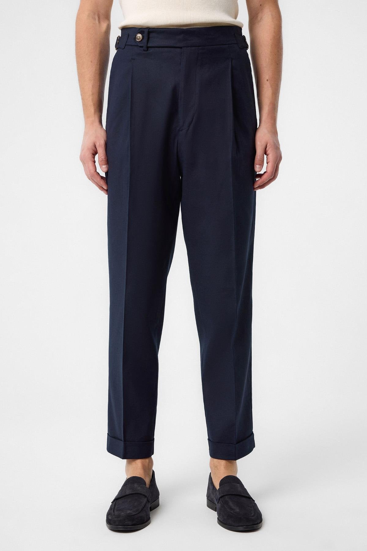 Antioch-Lacivert İtalyan Kesim Yüksek Bel Erkek Pantolon-Kumaş Pantolon-1-Milagron.com