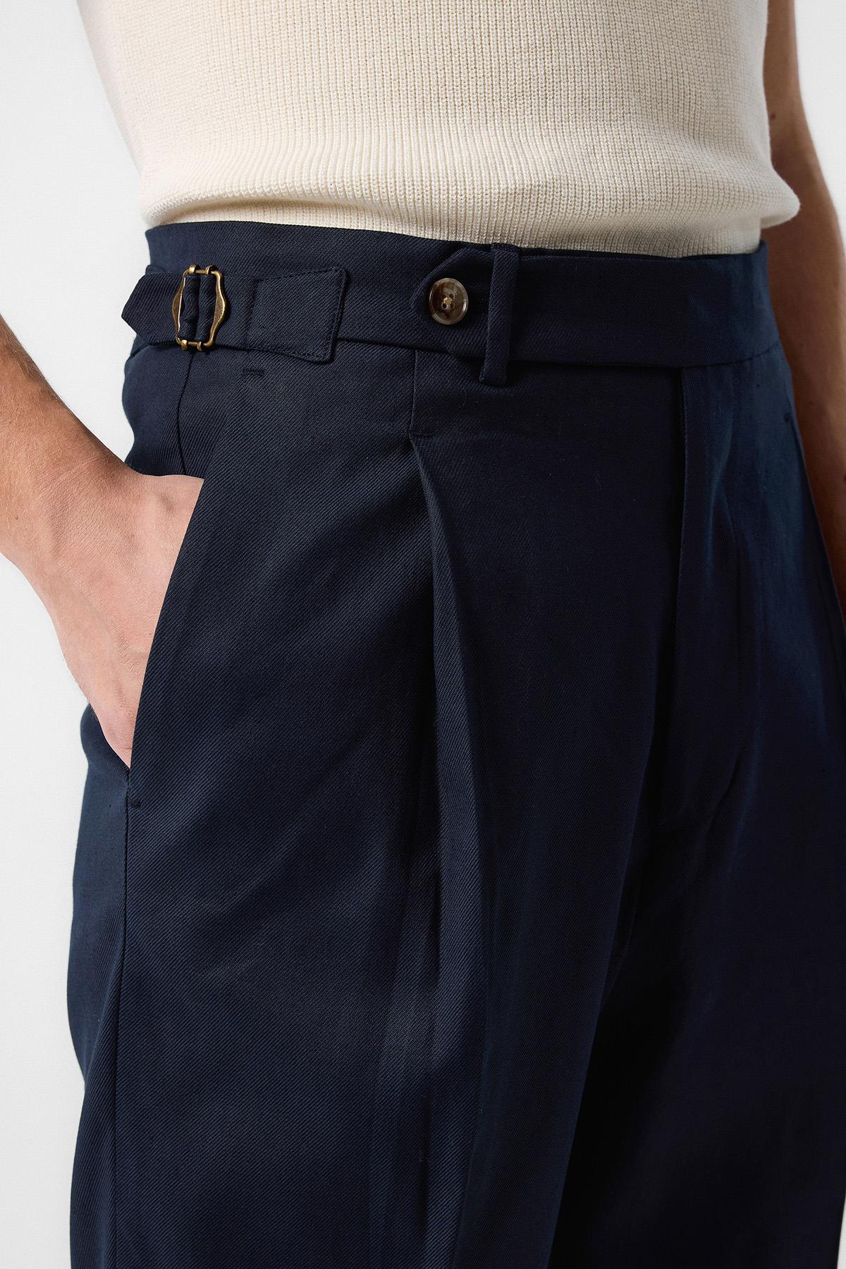 Antioch-Lacivert İtalyan Kesim Yüksek Bel Erkek Pantolon-Kumaş Pantolon-3-Milagron.com