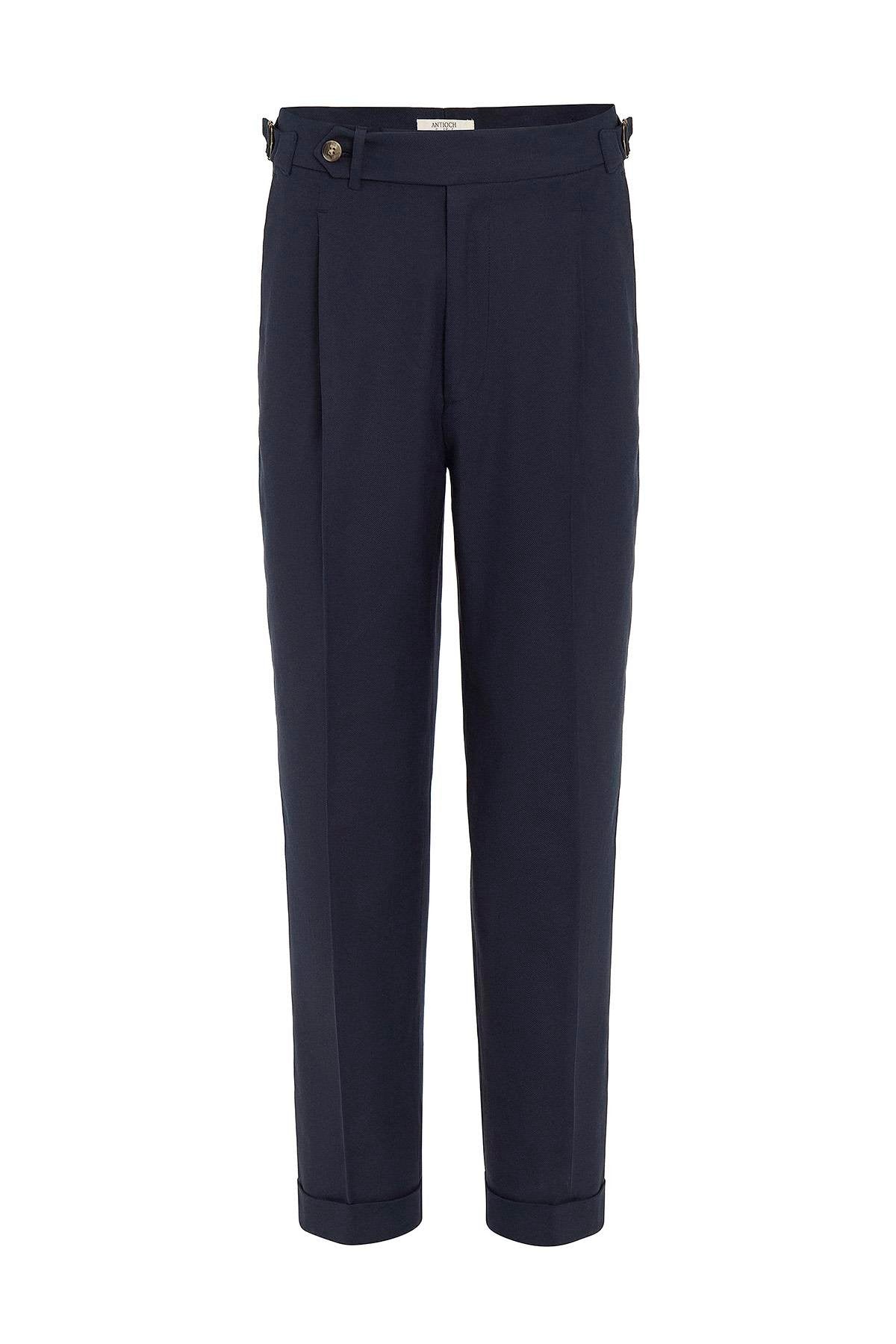 Antioch-Lacivert İtalyan Kesim Yüksek Bel Erkek Pantolon-Kumaş Pantolon-5-Milagron.com