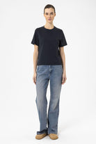 Antioch-Lacivert Kadın Bisiklet Yaka Basic T Shirt-T-Shirts-2-Milagron.com