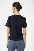 Antioch-Lacivert Kadın Bisiklet Yaka Basic T Shirt-T-Shirts-5-Milagron.com