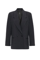 Antioch-Lacivert Kadın Çizgili Oversize Blazer Ceket-Ceket-6-Milagron.com