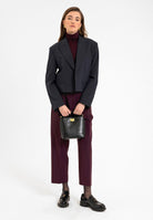 Antioch-Lacivert Kadın İnce Çizgili Crop Blazer Ceket-Ceket-2-Milagron.com