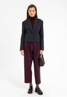 Antioch-Lacivert Kadın İnce Çizgili Crop Blazer Ceket-Ceket-3-Milagron.com