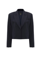 Antioch-Lacivert Kadın İnce Çizgili Crop Blazer Ceket-Ceket-6-Milagron.com