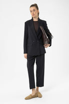 Antioch-Lacivert Kadın Kruvaze Kapama Oversize Blazer Ceket-Blazer Ceket-4-Milagron.com
