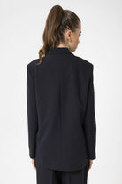 Antioch-Lacivert Kadın Kruvaze Kapama Oversize Blazer Ceket-Blazer Ceket-5-Milagron.com