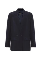 Antioch-Lacivert Kadın Kruvaze Kapama Oversize Blazer Ceket-Blazer Ceket-7-Milagron.com