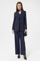 Antioch-Lacivert Kadın Tek Düğme Çizgili Blazer Ceket-Ceket-1-Milagron.com