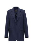 Antioch-Lacivert Kadın Tek Düğme Çizgili Blazer Ceket-Ceket-3-Milagron.com