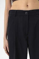 Antioch-Lacivert Kadın Yüksek Bel Straight Fit Kısa Pantolon-Pantolon-4-Milagron.com