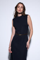 Antioch-Antioch Lacivert Kemer Detaylı Kadın Midi Elbise-Elbise-1-Milagron.com