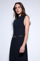 Antioch-Antioch Lacivert Kemer Detaylı Kadın Midi Elbise-Elbise-2-Milagron.com