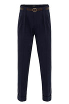 Antioch Lacivert Kemerli Double Paça Pantolon