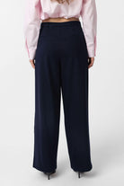 Antioch-Lacivert Kemerli Pilili Kadın Pantolon-Kumaş Pantolon-4-Milagron.com