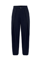 Antioch-Lacivert Kemerli Pilili Kadın Pantolon-Kumaş Pantolon-5-Milagron.com