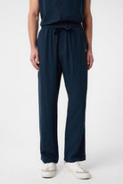 Antioch-Lacivert Keten Karışımlı Jogger Erkek Pantolon-Kumaş Pantolon-1-Milagron.com