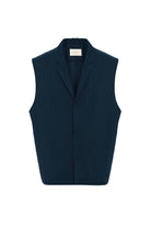 Antioch-Lacivert Keten Karışımlı Kolsuz Erkek Gömlek-Gömlek-6-Milagron.com