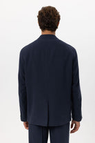 Antioch-Lacivert Keten Karışımlı Kruvaze Düğmeli Erkek Blazer Ceket-Ceket-6-Milagron.com