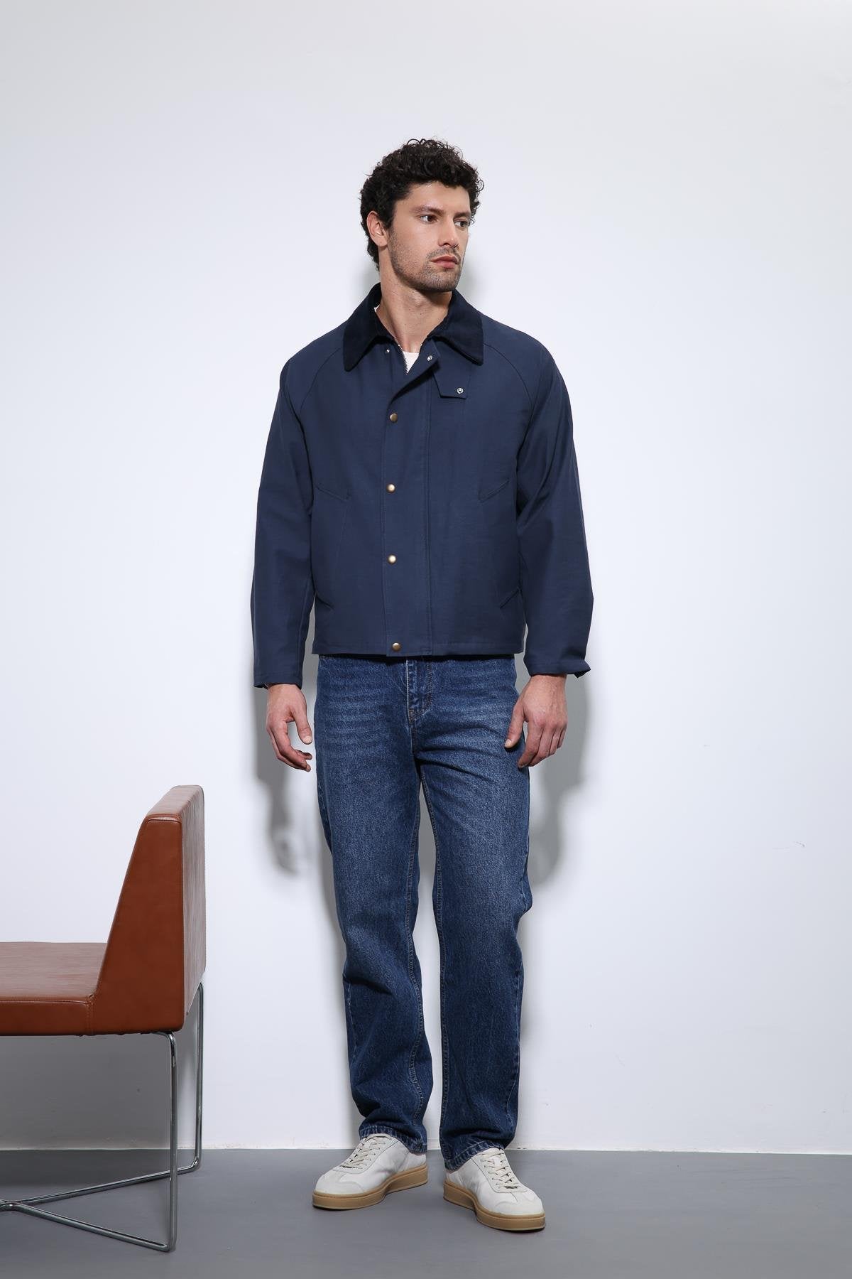 Antioch-Lacivert Kontrast Yaka Erkek Ceket-Ceket-2-Milagron.com
