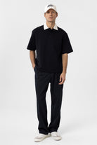 Antioch-Lacivert Kontrast Yaka İnterlok Dokulu Erkek T Shirt-T-Shirts-3-Milagron.com