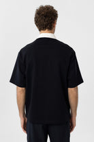 Antioch-Lacivert Kontrast Yaka İnterlok Dokulu Erkek T Shirt-T-Shirts-6-Milagron.com