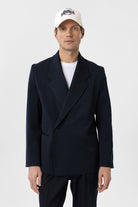 Antioch-Lacivert Kruvaze Kapama Fleto Cepli Erkek Blazer Ceket-Blazer Ceket-1-Milagron.com
