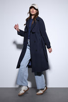 Antioch-Antioch Lacivert Kruvaze Kemerli Kadın Trençkot-Trençkot-1-Milagron.com