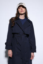 Antioch-Antioch Lacivert Kruvaze Kemerli Kadın Trençkot-Trençkot-2-Milagron.com