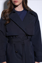 Antioch-Antioch Lacivert Kruvaze Kemerli Kadın Trençkot-Trençkot-4-Milagron.com