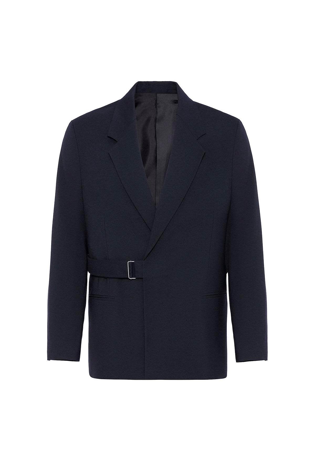 Antioch-Lacivert Kuşaklı Relax Fit Erkek Blazer Ceket-Blazer Ceket-5-Milagron.com