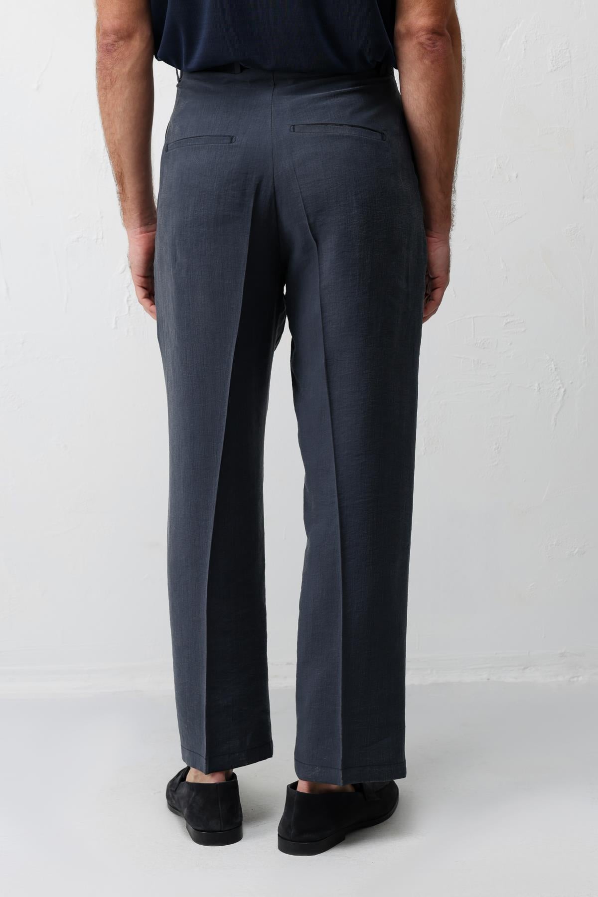 Antioch Lacivert Lyocell Relaxed Fit Pileli Erkek Pantolon