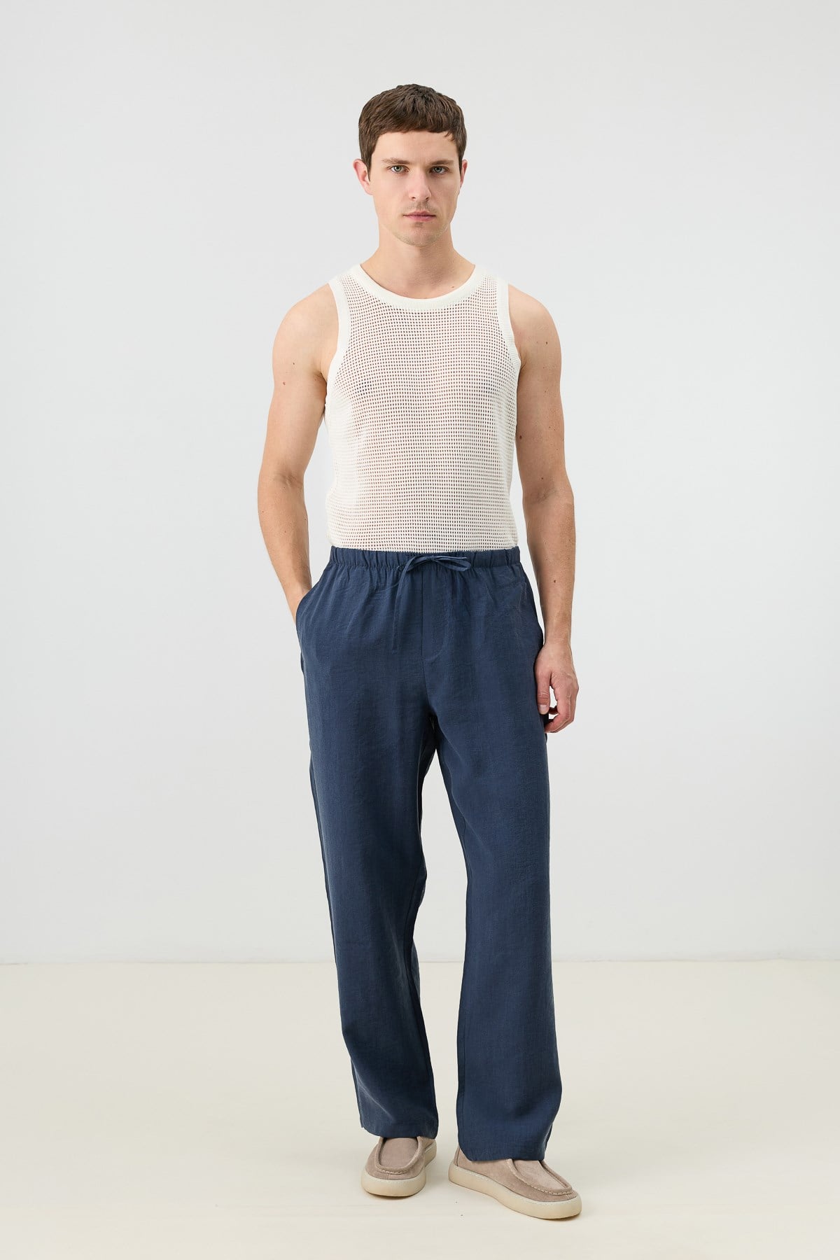 Antioch Lacivert Modal Karışımlı Relaxed Erkek Pantolon
