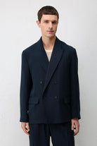 Antioch Lacivert Modal Karışımlı Relaxed Fit Erkek Blazer Ceket