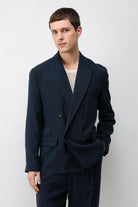 Antioch Lacivert Modal Karışımlı Relaxed Fit Erkek Blazer Ceket