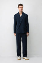 Antioch Lacivert Modal Karışımlı Relaxed Fit Erkek Blazer Ceket