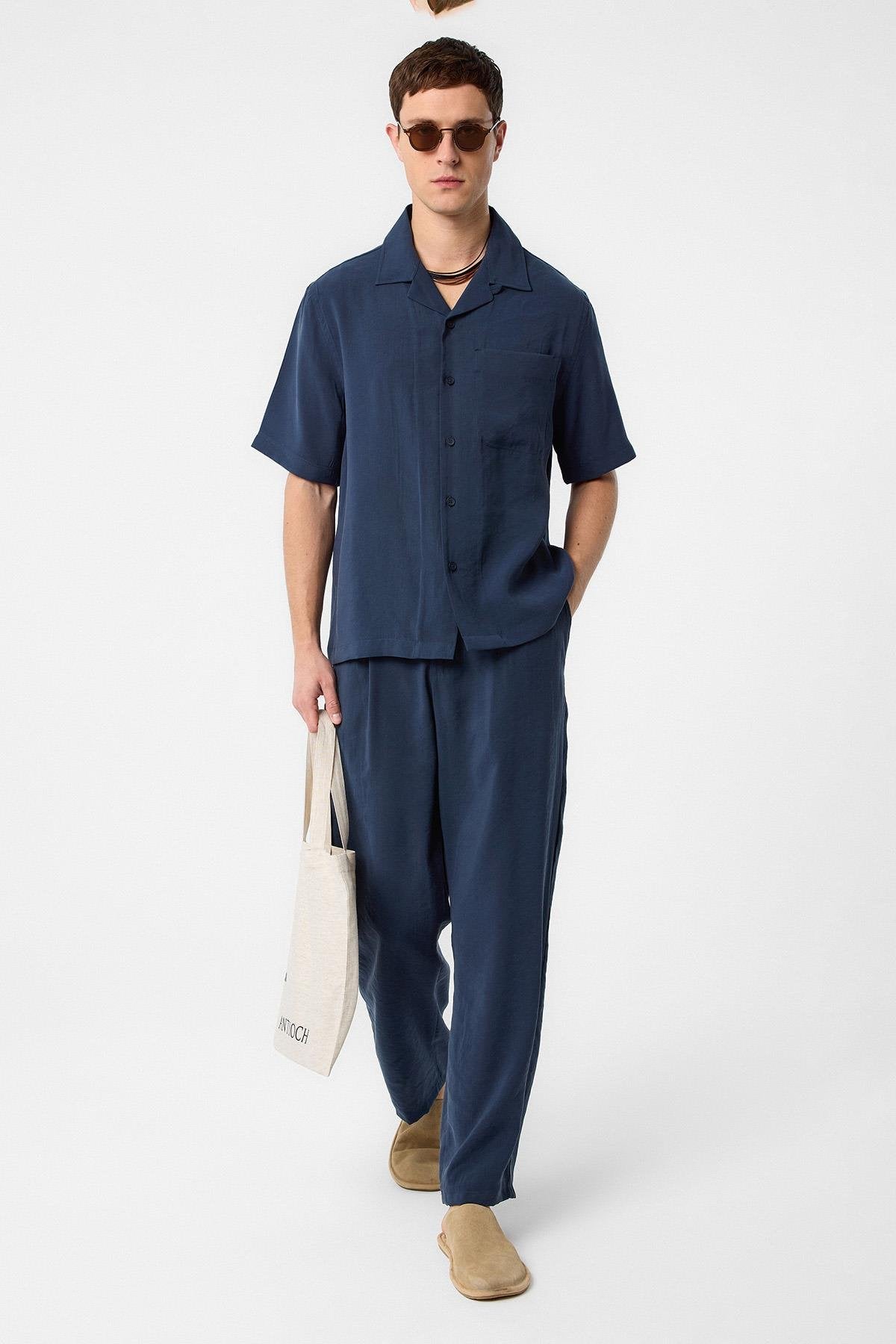 Antioch-Lacivert Modal Kumaş Erkek Gömlek-Gömlek-2-Milagron.com