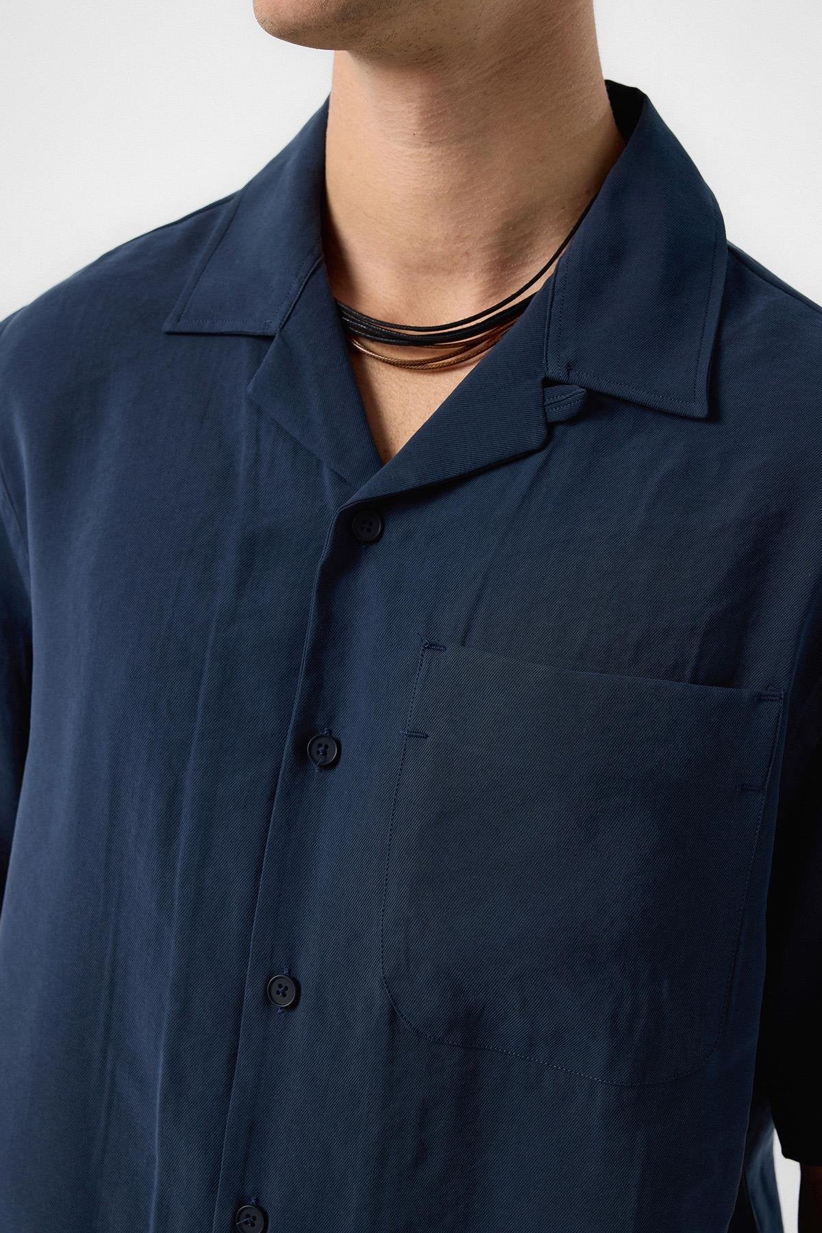 Antioch-Lacivert Modal Kumaş Erkek Gömlek-Gömlek-4-Milagron.com