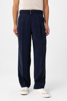 Antioch-Lacivert Modal Kumaş Relax Fit Kemerli Erkek Pantolon-Kumaş Pantolon-1-Milagron.com