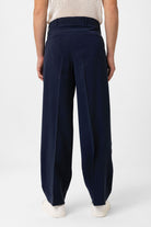 Antioch-Lacivert Modal Kumaş Relax Fit Kemerli Erkek Pantolon-Kumaş Pantolon-5-Milagron.com